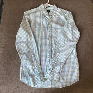J.Crew Slim Fit Flex Washed Gingham Shirt Green Blue S